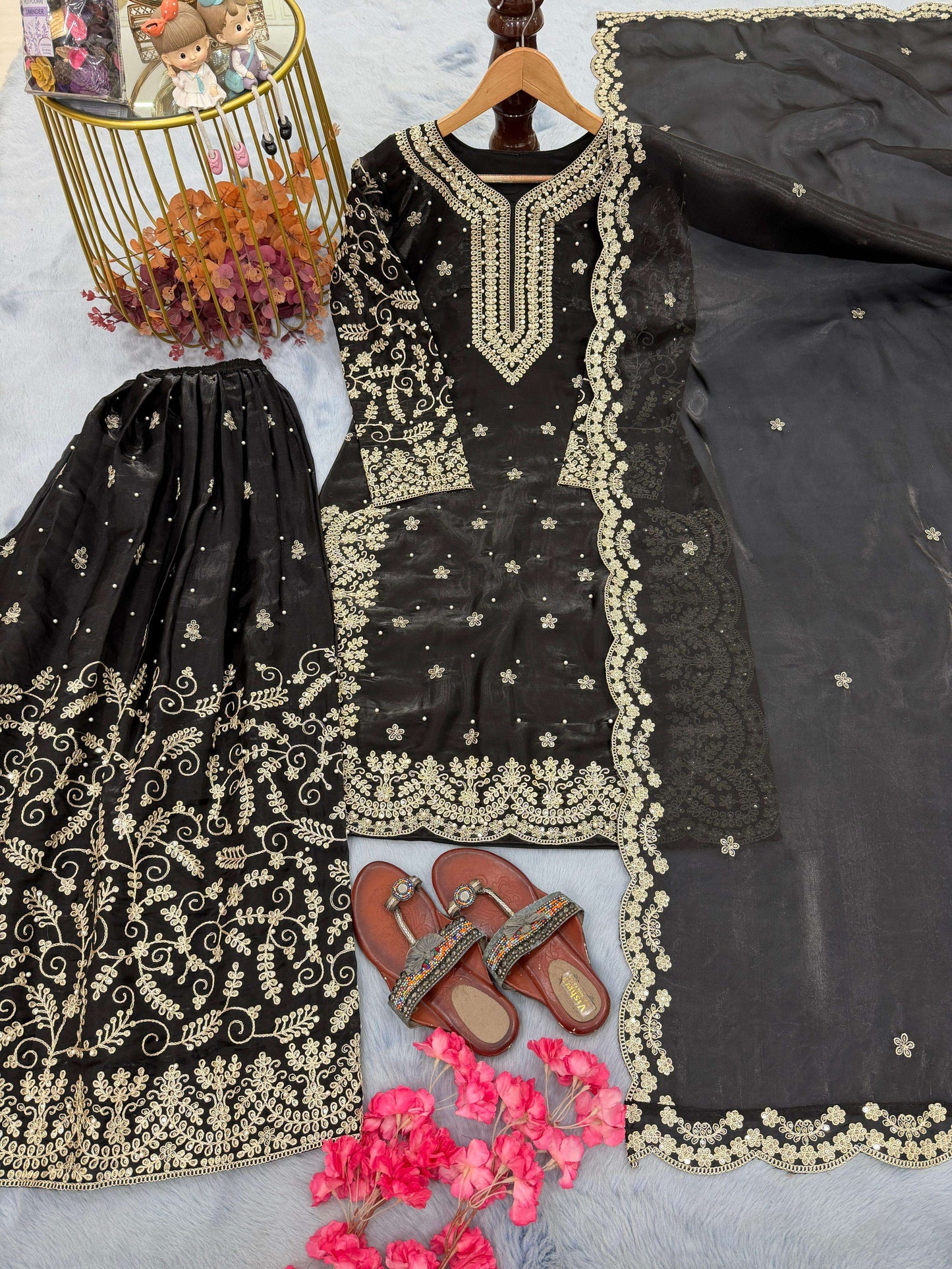 Majestic Glow Premium GMY Silk Party Wear Palazzo Suit