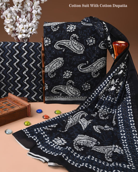 Bagru Heritage Cotton Suit Set with Cotton Dupatta
