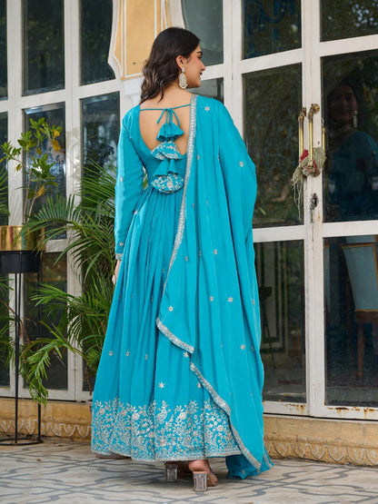 Royal Look American Silk Designer Gown with Pent & Dupatta