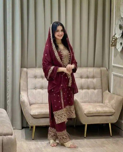 Radiant Diva Sequence Work Set In Faux Georgette
