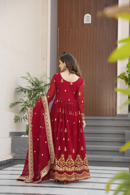 Anarkali Faux Blooming Gown with Rich Zari & Sequins Embroidery