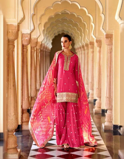 Savera Ethnic Embroidered Silk Suit With Digital Dupatta