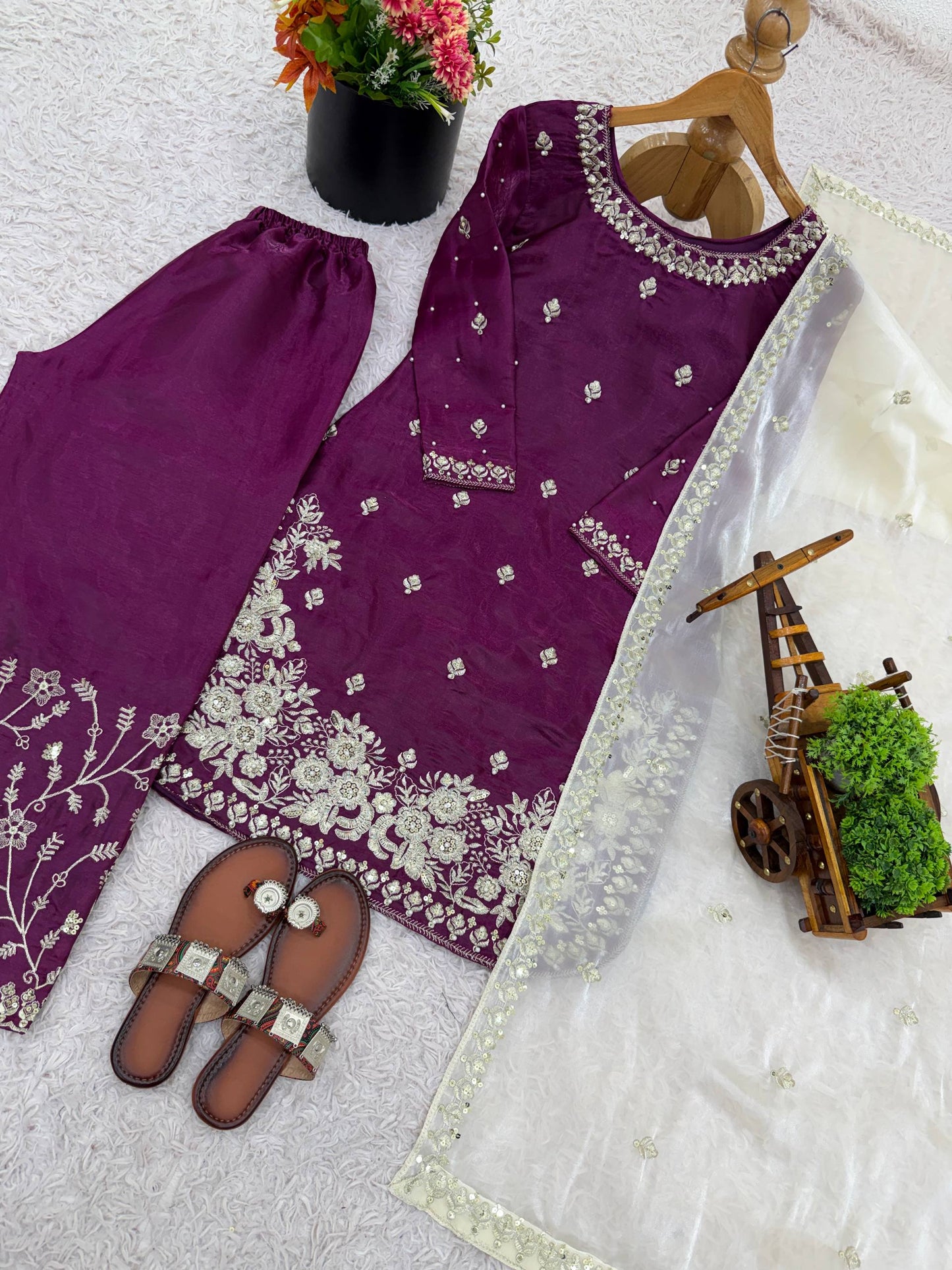 Noble Spark  Designer GMY Silk Suit with Organza Dupatta